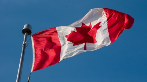 Canada Flag Blowing In The Wind